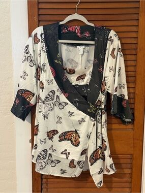 Butterfly Print Robe & Bralette